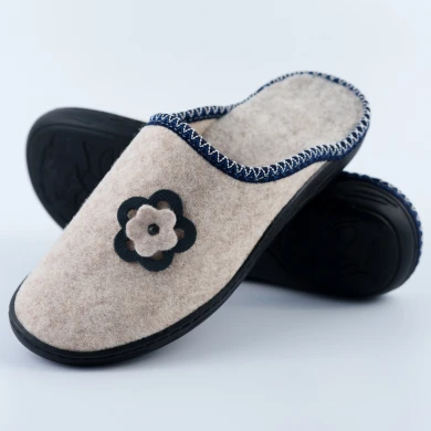 Bambosze damskie z kwiatkiem Naturfeet PBK4GR szare