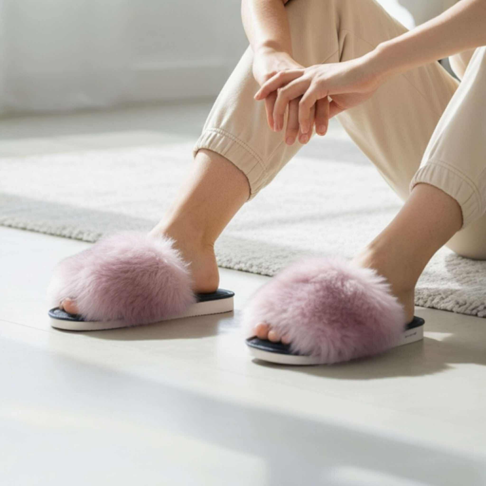 Kapcie damskie z futerkiem Naturfeet PKO6PI różowe - zdjecie 5