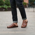 Sandały męskie z klamrą Naturfeet KMC10 brązowe - zdjecie 5