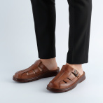 Sandały męskie z klamrą Naturfeet KMC10 brązowe - zdjecie 3