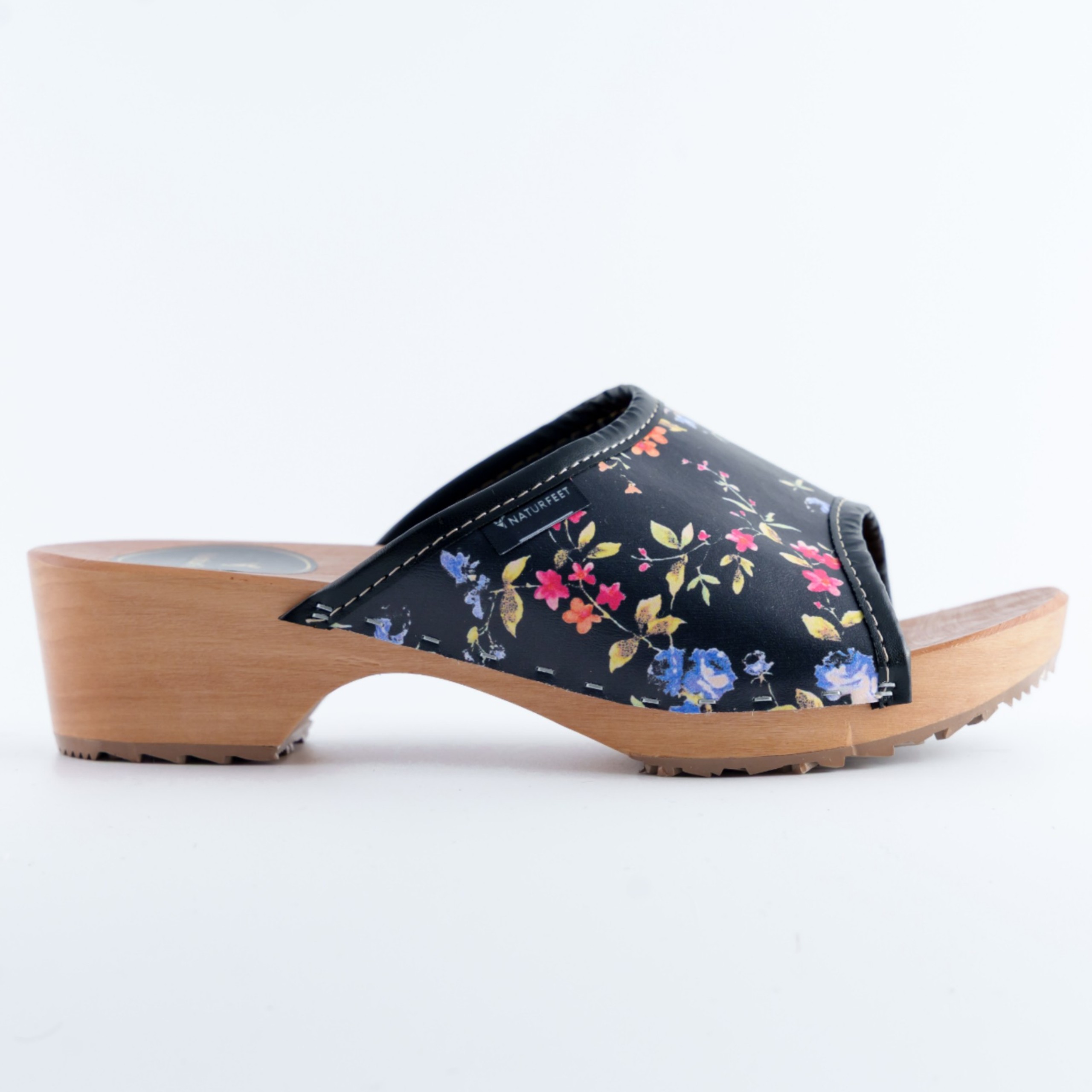 Drewniaki damskie z kwiatowym wzorem Naturfeet DKO5BL czarne - zdjecie 4