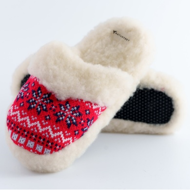 Wełniane kapcie damskie Naturfeet PBK1RE czerwone