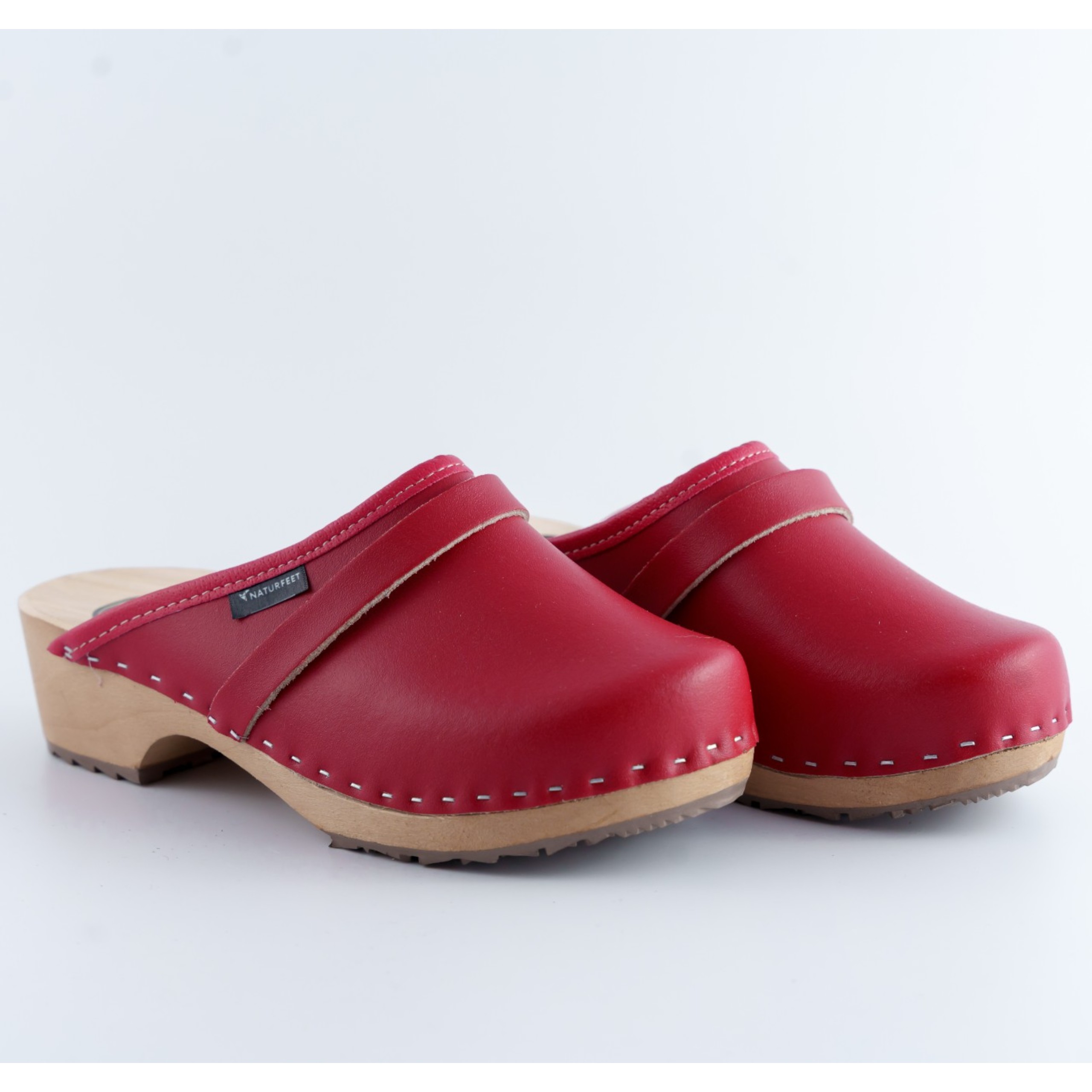 Chodaki damskie na drewnianym obcasie Naturfeet DKC2RE czerwone - zdjecie 3