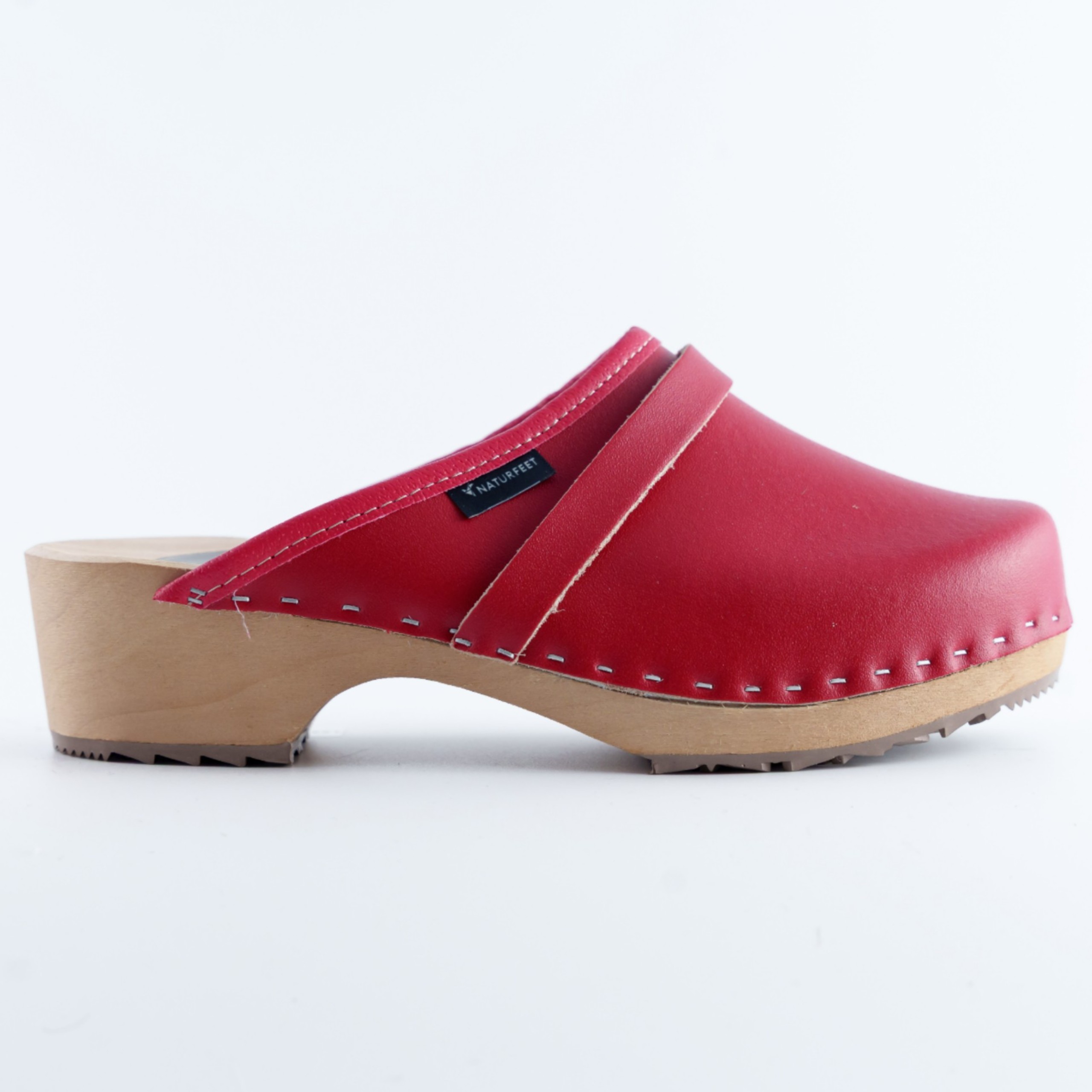 Chodaki damskie na drewnianym obcasie Naturfeet DKC2RE czerwone - zdjecie 4