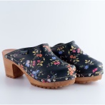 Drewniaki damskie na obcasie w kwiaty Naturfeet DH5BL czarne - zdjecie 3