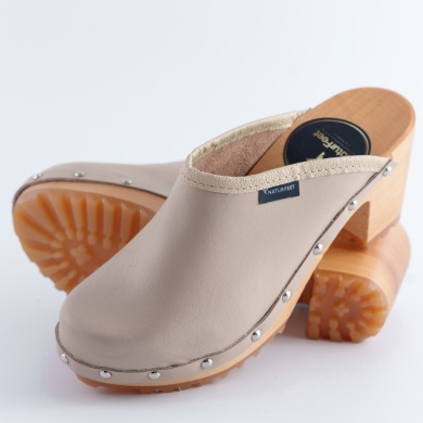 Drewniaki damskie na obcasie Naturfeet DH2BE beżowe