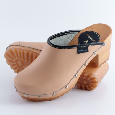 Drewniaki damskie na obcasie Naturfeet DH2PE brzoskwiniowe