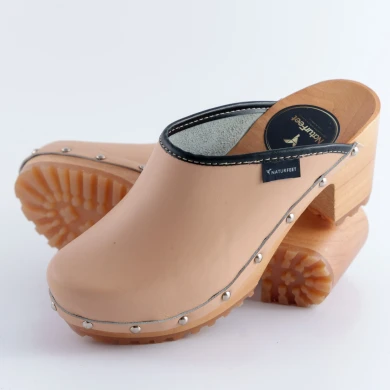 Drewniaki damskie na obcasie Naturfeet DH2PE brzoskwiniowe