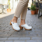 Drewniaki damskie na obcasie Naturfeet DH2WH białe - zdjecie 5