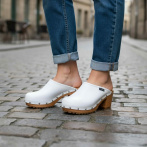 Drewniaki damskie na obcasie Naturfeet DH2WH białe - zdjecie 6