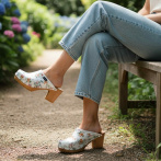 Drewniaki damskie w kwiaty Naturfeet DH5WH białe - zdjecie 3