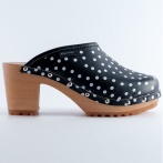 Drewniaki damskie na obcasie w groszki Naturfeet DH7BL czarne - zdjecie 4