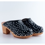 Drewniaki damskie na obcasie w groszki Naturfeet DH7BL czarne - zdjecie 3