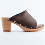 Drewniaki damskie Naturfeet DHO8BR - skórzane klapki na drewnianej podeszwie, brązowe - zdjecie 3