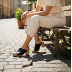 Drewniaki damskie Naturfeet DHO8BL - skórzane klapki na drewnianej podeszwie, czarne - zdjecie 5