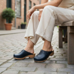 Chodaki damskie na drewnianym obcasie Naturfeet DKC2NA granatowe - zdjecie 5