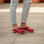 Chodaki damskie na drewnianym obcasie Naturfeet DKC2RE czerwone - zdjecie 6