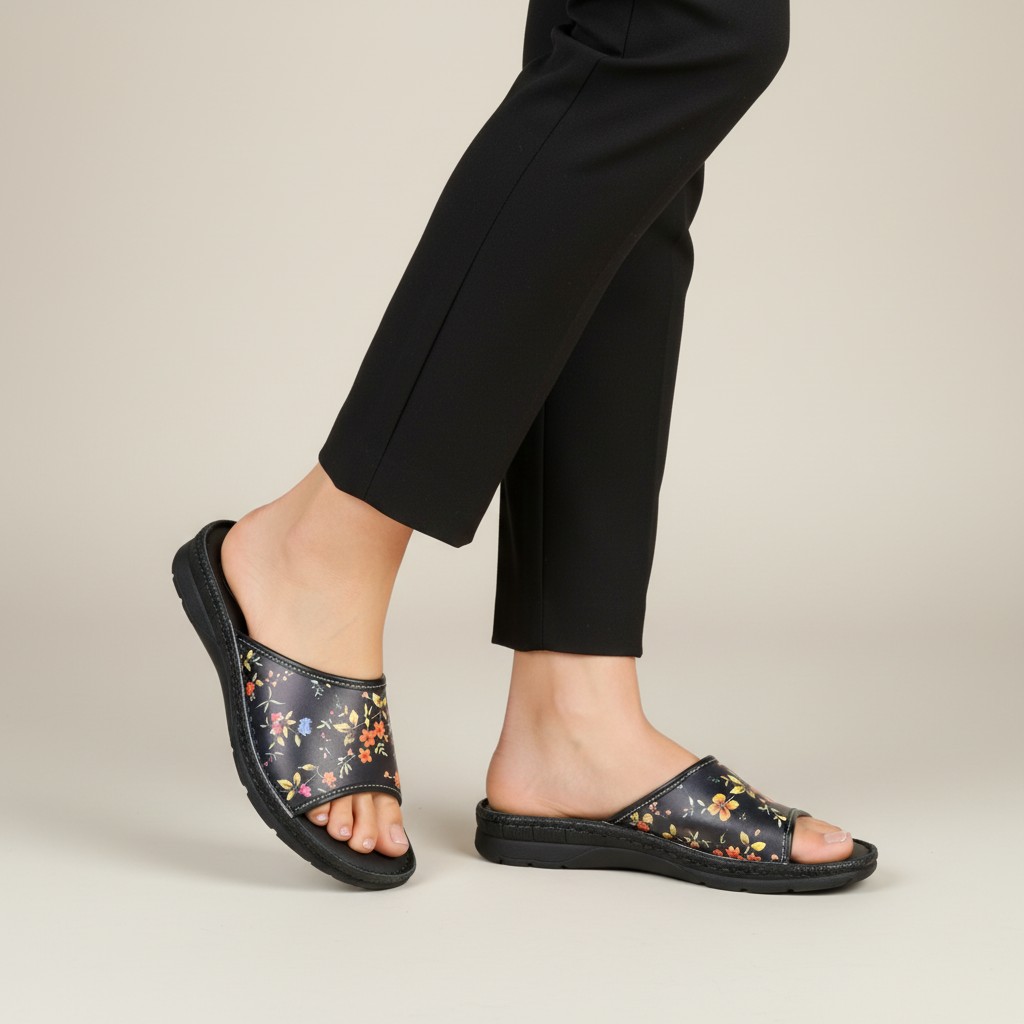 Klapki damskie z kwiatowym wzorem Naturfeet KKO5U - zdjecie 2