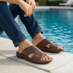 Klapki i sandały męskie Naturfeet KMO1DBR ciemnobrązowe - zdjecie 5