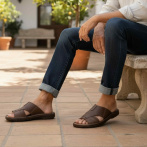 Klapki i sandały męskie Naturfeet KMO1DBR ciemnobrązowe - zdjecie 6