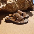 Brązowe Klapki Męskie Naturfeet - Letnie Skórzane Obuwie z Antypoślizgową Podeszwą KMO2BR - zdjecie 4