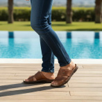 Brązowe Klapki Męskie Naturfeet - Letnie Skórzane Obuwie z Antypoślizgową Podeszwą KMO2BR - zdjecie 5