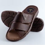 Ciemnobrązowe Klapki Męskie Naturfeet - Letnie Skórzane Obuwie z Antypoślizgową Podeszwą KM02DBR
