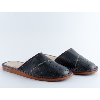 Męskie kapcie Naturfeet PMC1NA skórzane granatowe - zdjecie 2