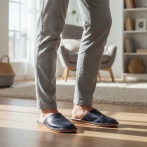 Męskie kapcie Naturfeet PMC1NA skórzane granatowe - zdjecie 4