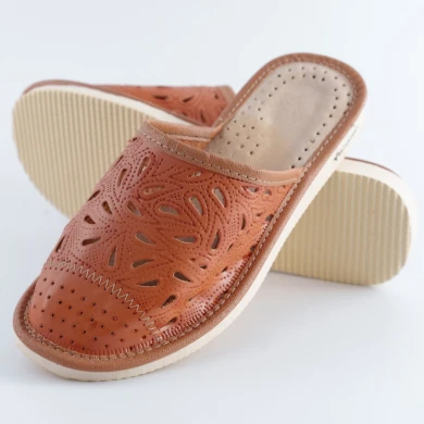 Kapcie damskie Naturfeet PKC7 ażurowe ze skóry naturalnej