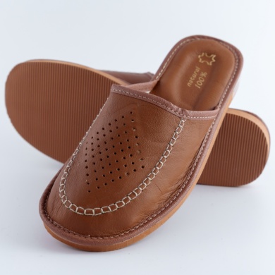 Kapcie męskie z perforacją Naturfeet PMC2BR brązowe