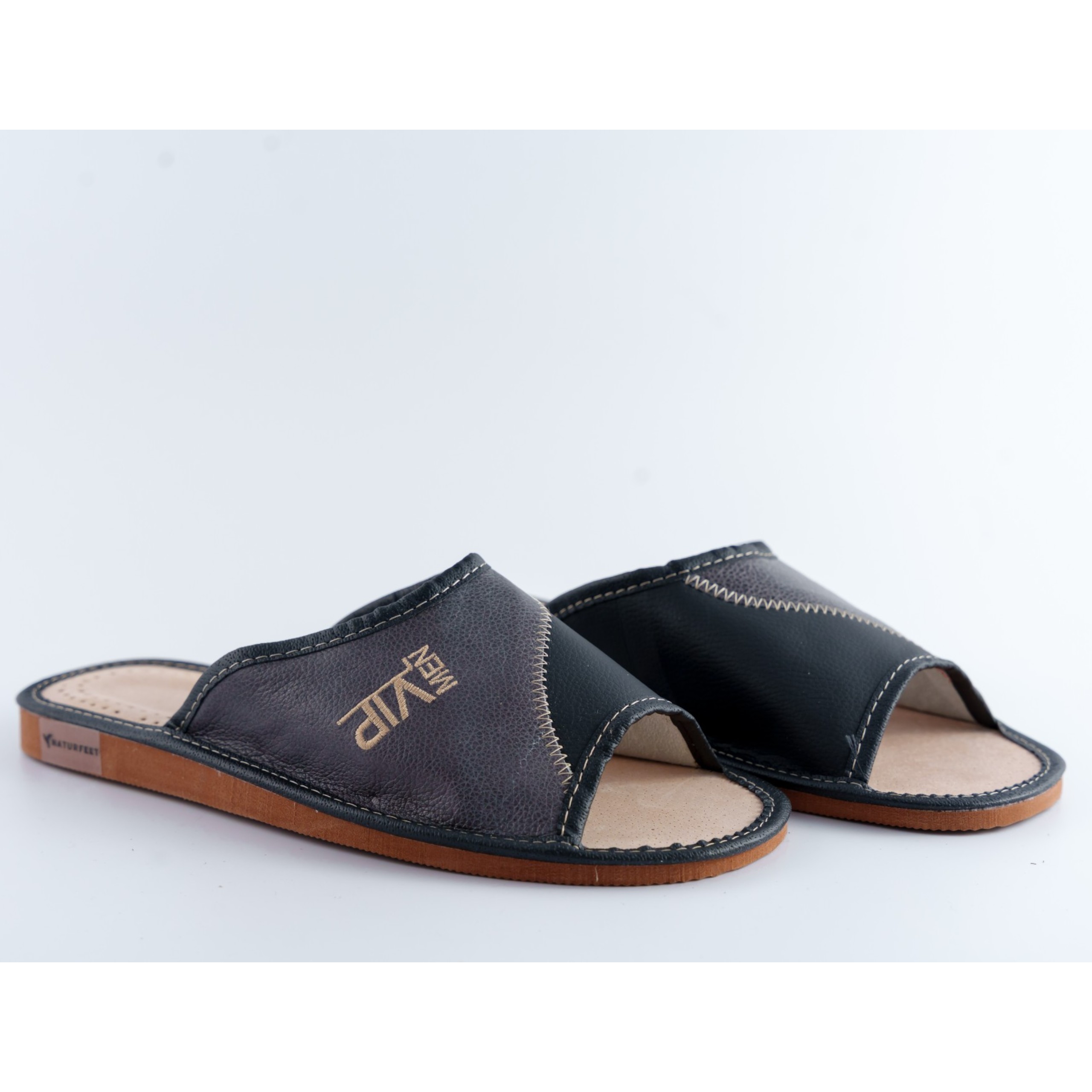 Kapcie męskie Naturfeet PMO6 skórzane z odkrytymi palcami - zdjecie 2