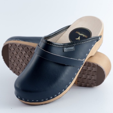 Chodaki damskie na drewnianym obcasie Naturfeet DKC2NA granatowe