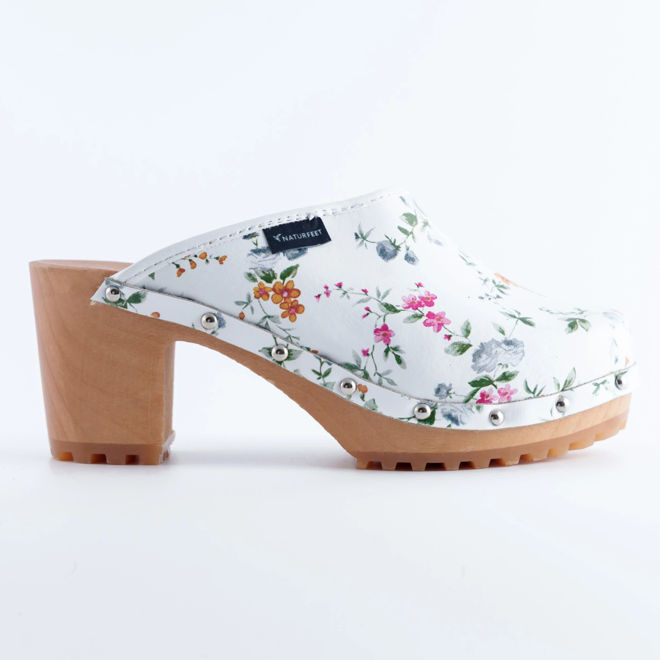 Drewniaki damskie w kwiaty Naturfeet DH5WH białe - zdjecie 5