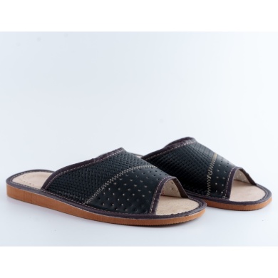 Klapki męskie z perforacją Naturfeet PMO1BL czarne - zdjecie 2