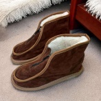 Kapcie Naturfeet BU8 na zamek skóra zamszowa damskie i męskie bambosze z wełny wysokie - zdjecie 3