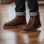 Kapcie Naturfeet BU8 na zamek skóra zamszowa damskie i męskie bambosze z wełny wysokie - zdjecie 4