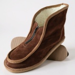 Kapcie Naturfeet BU8 na zamek skóra zamszowa damskie i męskie bambosze z wełny wysokie