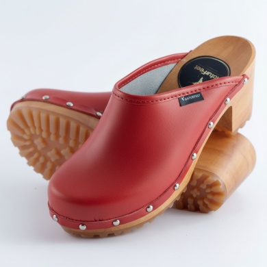 Drewniaki damskie na obcasie Naturfeet DH2RE czerwone