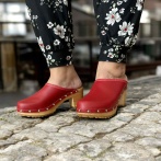 Drewniaki damskie na obcasie Naturfeet DH2RE czerwone - zdjecie 6