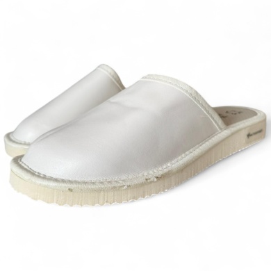 Skórzane klapki medyczne białe Komfortowe pantofle z naturalnej skóry Naturfeet MPK1WH - zdjecie 2