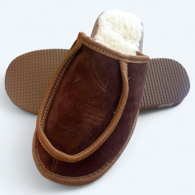 Męskie kapcie Naturfeet PMW8 - skórzane z wełnianym wnętrzem