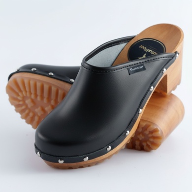 Drewniaki damskie na obcasie Naturfeet DH2BL czarne