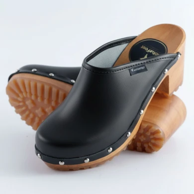 Drewniaki damskie na obcasie Naturfeet DH2BL czarne
