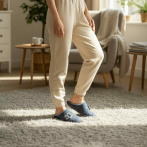 Bambosze damskie z kwiatkiem Naturfeet PBK4NV granatowe - zdjecie 4