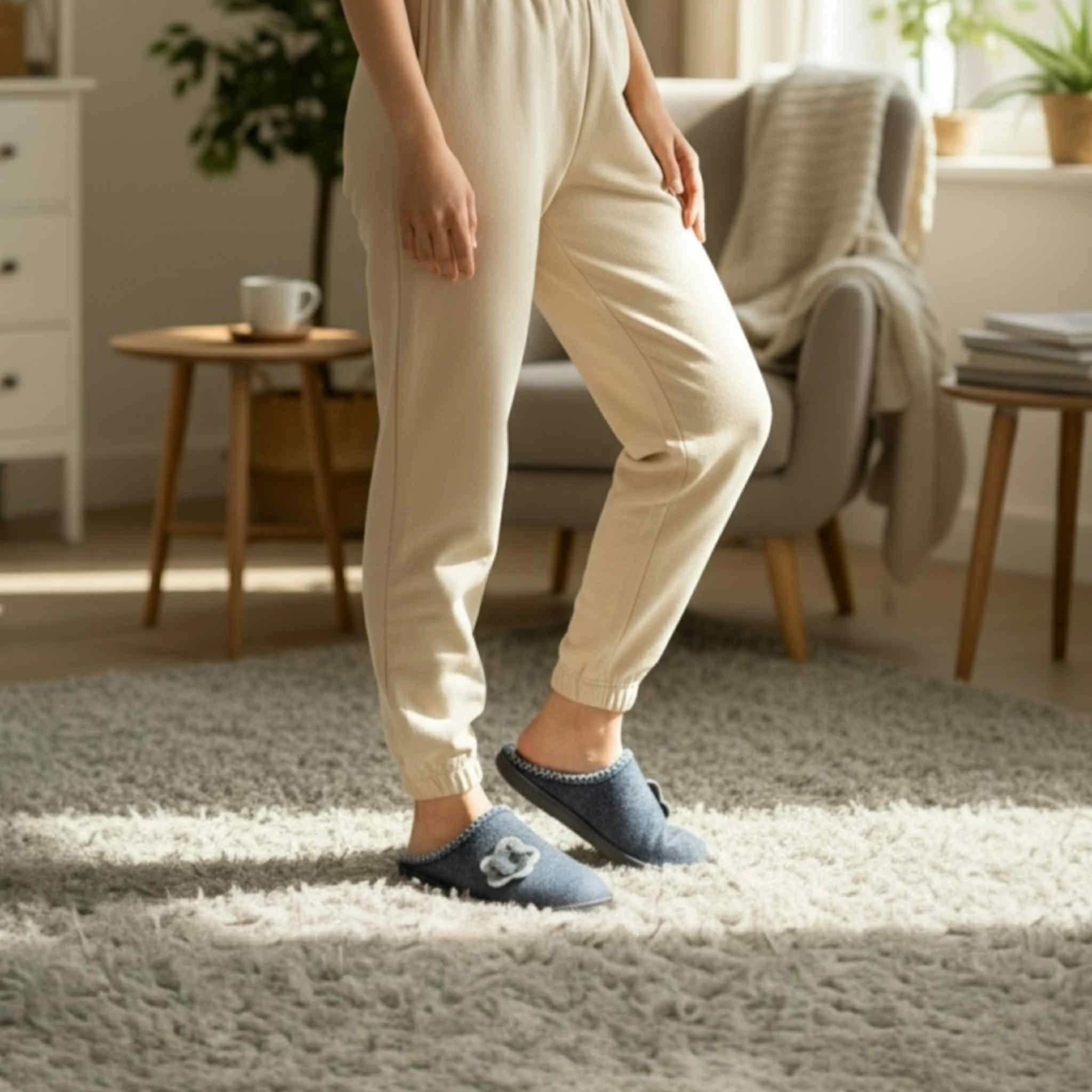 Bambosze damskie z kwiatkiem Naturfeet PBK4NV granatowe - zdjecie 4