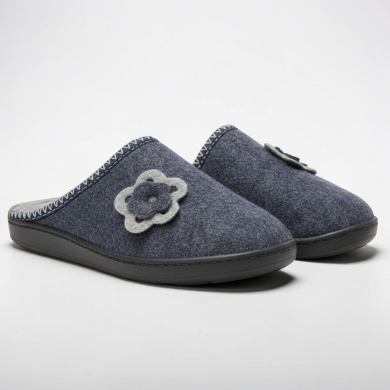 Bambosze damskie z kwiatkiem Naturfeet PBK4NV granatowe