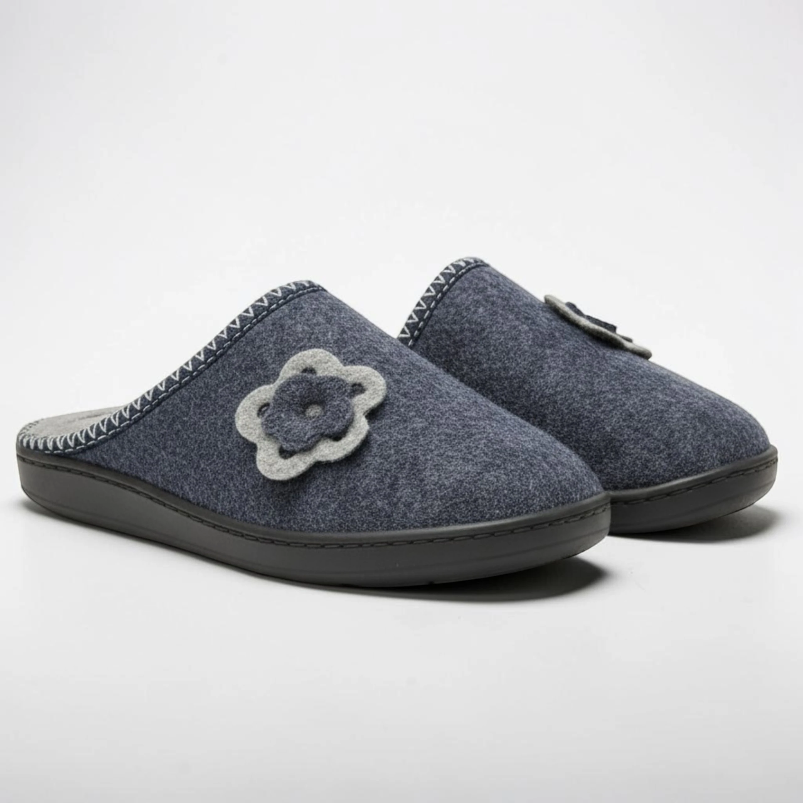Bambosze damskie z kwiatkiem Naturfeet PBK4NV granatowe