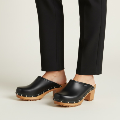 Drewniaki damskie na obcasie Naturfeet DH2BL czarne - zdjecie 2