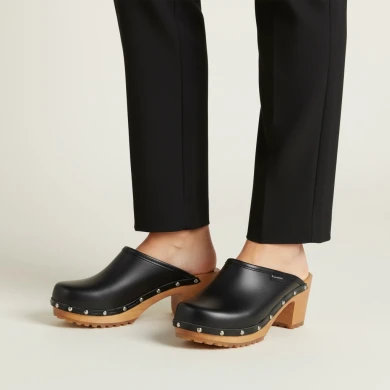 Drewniaki damskie na obcasie Naturfeet DH2BL czarne - zdjecie 2